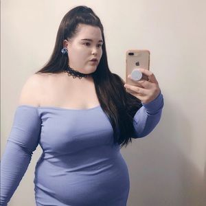 Powder Blue Bodycon Bardot Dress